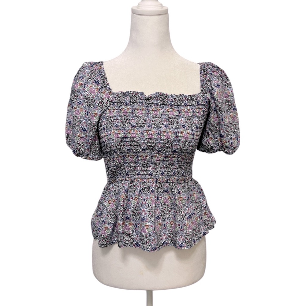 J Crew Liberty Fabric Floral Smocked Top